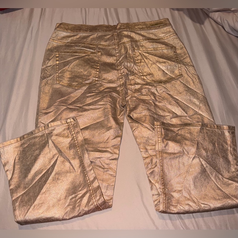 Anthropology Pilcro and the Letterpress Metallic Gold Ankle Crop Jeans - Picture 3 of 5